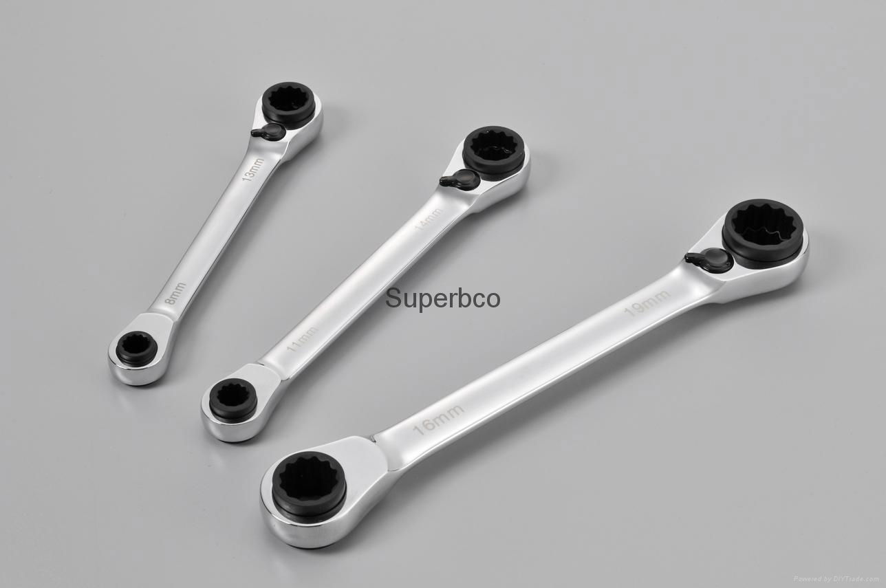 4 in 1 Double Box End Ratcheting Wrench