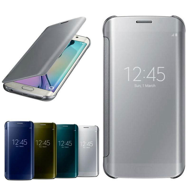 Clear View Smart Cover Flip Leather Mirror Cell Phone Case for Samsung  S6 edge 