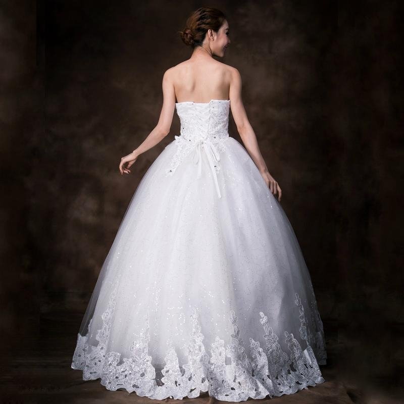 Luxury Heart-shaped sequins Bra Slim waist straps floor length wedding dress 3