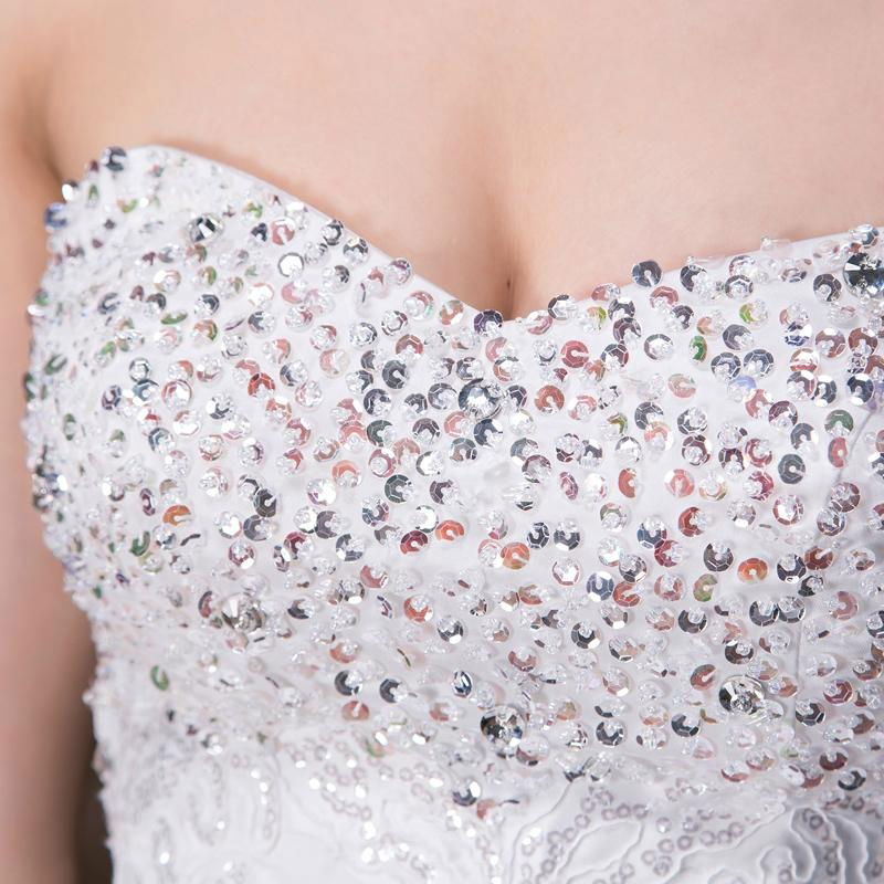 Luxury Heart-shaped sequins Bra Slim waist straps floor length wedding dress 5