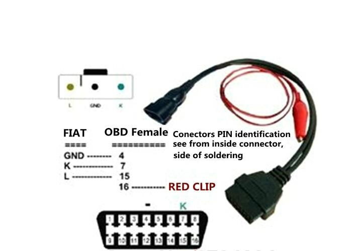 Fiat 3pin Alfa Lancia to 16 Pin OBD OBD2 Diagnostic Cable 3