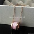 Pink Circle Ceramic Gold Chain Short Necklace