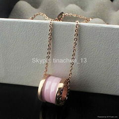 Pink Circle Ceramic Gold Chain Short