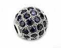 S925 Stering Silver Bead With Purple Cubic Zircon And Gemstones 1