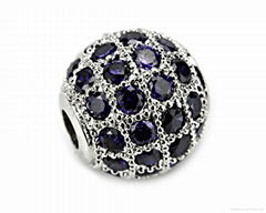 S925 Stering Silver Bead With Purple