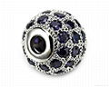 S925 Stering Silver Bead With Purple Cubic Zircon And Gemstones 3