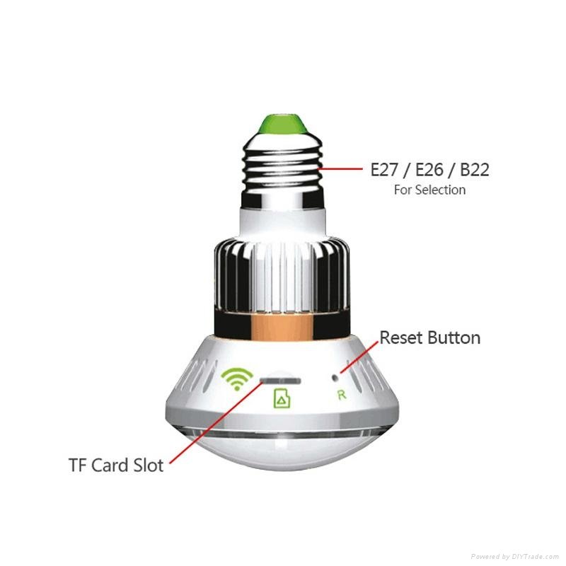 Wireless Hidden Mini Bulb-shaped IP Camera with Invisible IR Light at night 5