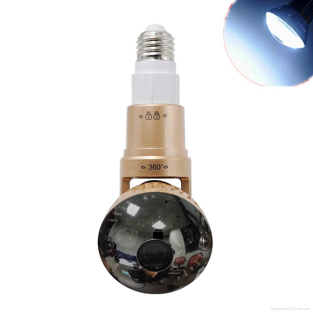 Wireless Hidden Rotable Bulb IP Camera with  LED Light and Mirror Cover