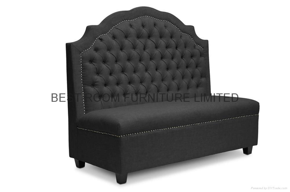 Resturant high back sofa storage sofa nails decor fabric sofa  full-tuffed sofa 3