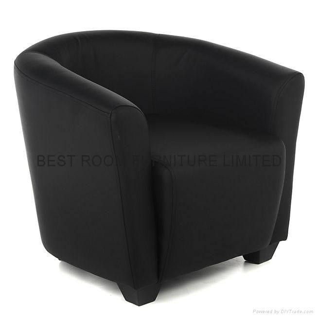 mordern single leather sofa chairs with small leather stool pouf 4