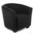 mordern single leather sofa chairs with small leather stool pouf 4