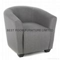 mordern single leather sofa chairs with small leather stool pouf 5