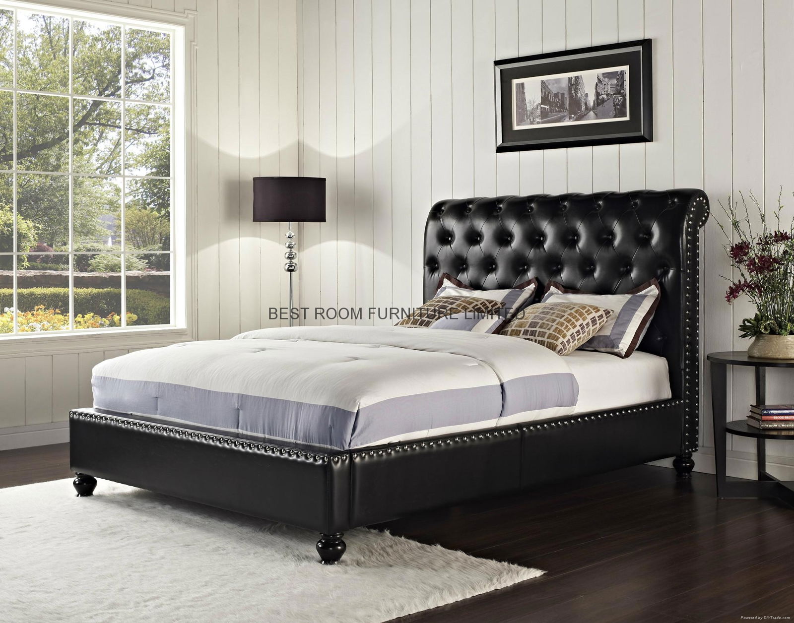 upholstered leather beds 