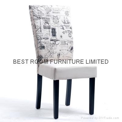 soild wood frame fabric dining chairs mordern  patterns fabric side chairs  