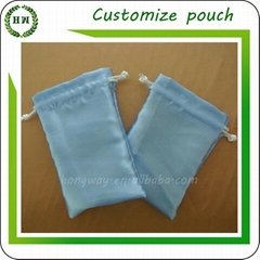 Customize logo and size drawstring satin pouch polyester bag with string
