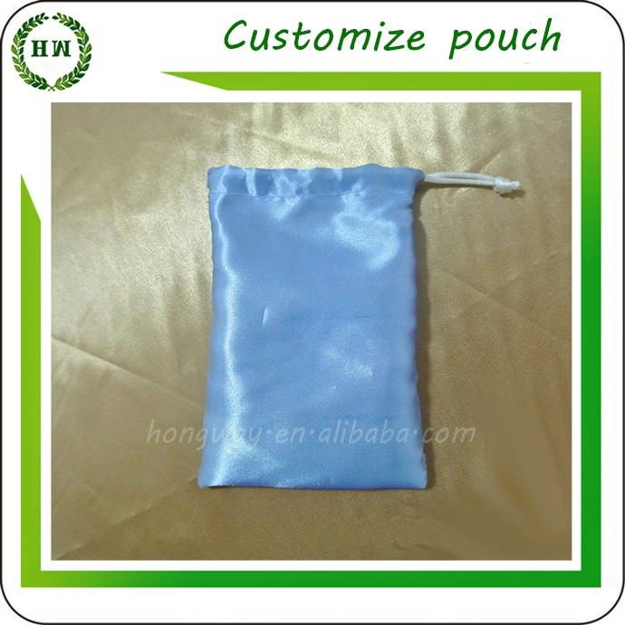 Customize logo and size drawstring satin pouch polyester bag with string 3