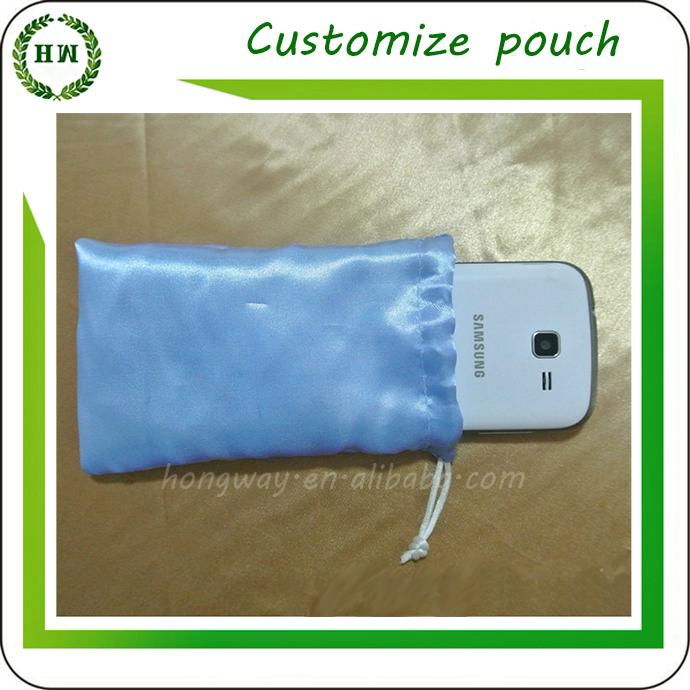 Customize logo and size drawstring satin pouch polyester bag with string 4