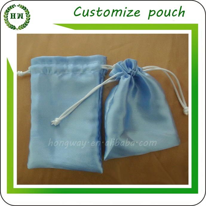 Customize logo and size drawstring satin pouch polyester bag with string 5