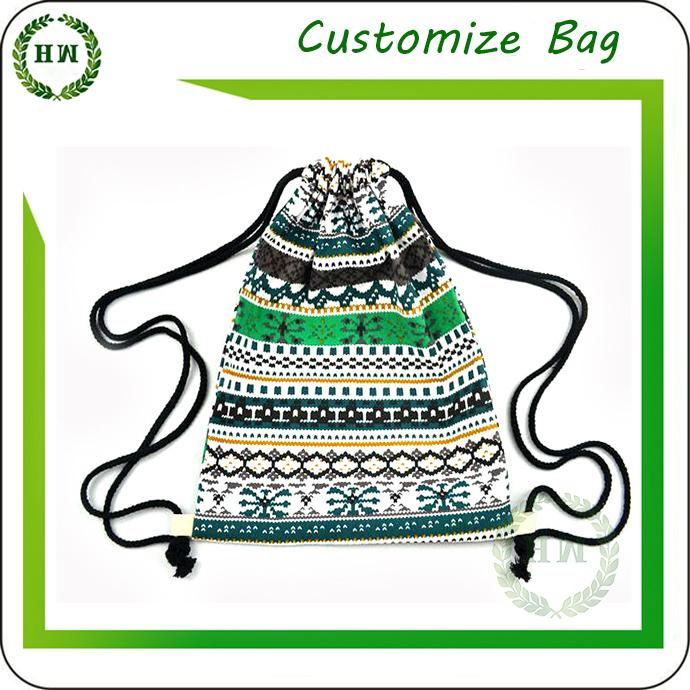 Cotton drawstring backpack with customize logo canvas string bag with printing 3