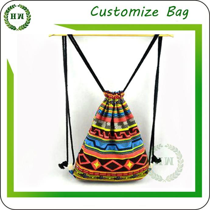 Cotton drawstring backpack with customize logo canvas string bag with printing 4