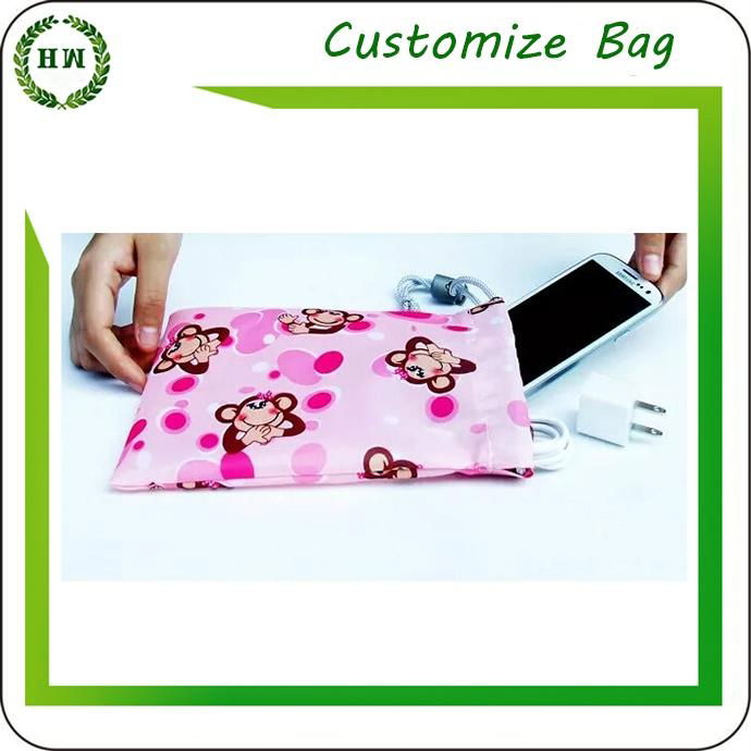 Digital print Satin drawstring backpack polyester with your printing design bag 4