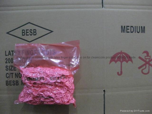 anti-static powder free latex finger cot pink color