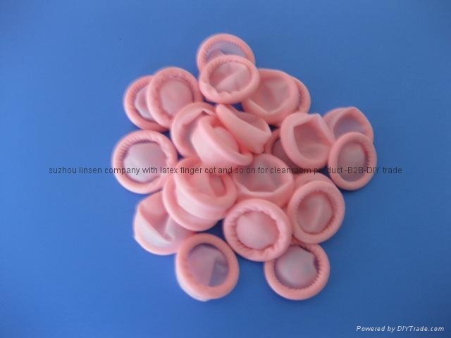 anti-static powder free latex finger cot pink color 2