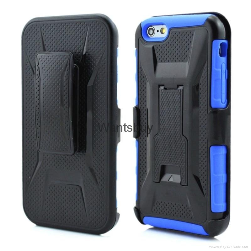 Wholesale 3 in 1 hard back cover case with stander belt clip for iphone 6s plus 4