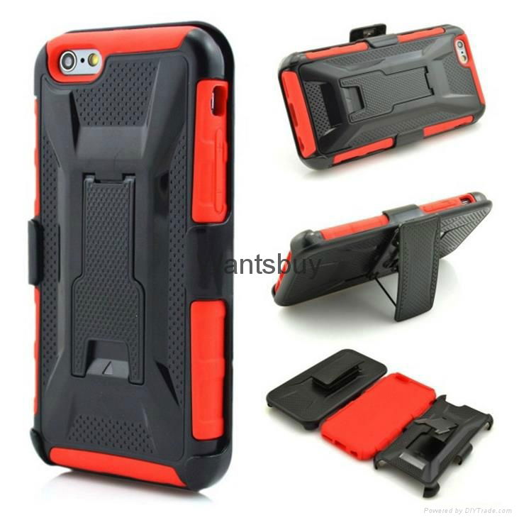 Wholesale 3 in 1 hard back cover case with stander belt clip for iphone 6s plus