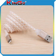 High Quality Flat Charging Cable USB Metal Shell Sync Cable for iphone5/5S/6/6Pl