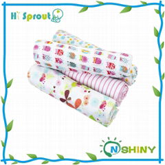 Colorful Owl Design Girl Baby Muslin Swaddle Blanket