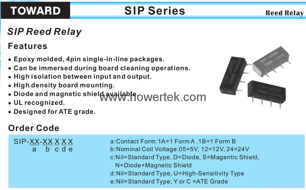 供应原装拓纬SIP-1A05S磁簧继电器 4