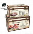 Antique retro PU Leather Storage Trunk Box Packaging Wooden Box