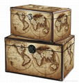 Antique retro PU Leather Storage Trunk Box Packaging Wooden Box 2