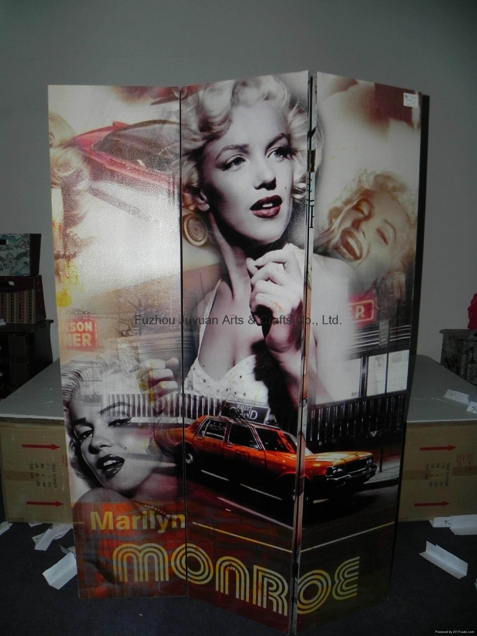 Canvas Foldable Screen with Two Sides Printings Canvas Room Divider Screen 4