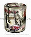 Living room floral storage stool leather