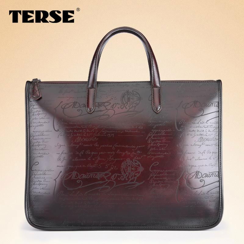 Vintage fashion leather briefcase bags for men business portfolios mens laptop  