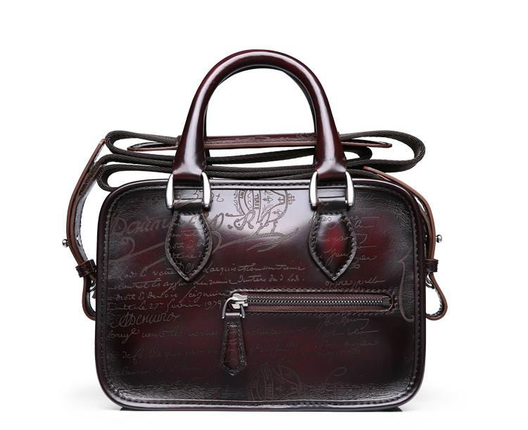 Small women men's leather briefcase bags in Italian cowhide handmade leather OEM