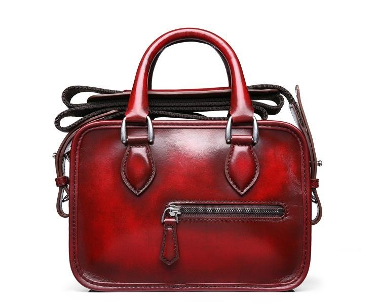 Small women men's leather briefcase bags in Italian cowhide handmade leather OEM 5