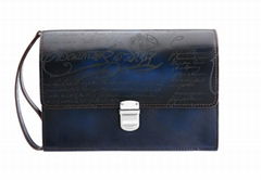 leather cowhide Leather men's clutch wallet bag from OEM factory luxury brand 