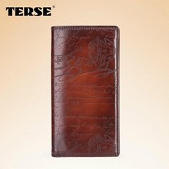 Men's long bifold Wallet in Italian venezia calfskin leather wallets custom made