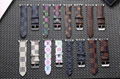 Luxury Brand Checkerboard Pattern Leather Watchband Printed Flower Watch Strap