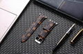 Luxury Brand Checkerboard Pattern Leather Watchband Printed Flower Watch Strap