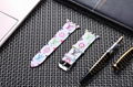 Luxury Brand Checkerboard Pattern Leather Watchband Printed Flower Watch Strap