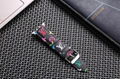 Luxury Brand Checkerboard Pattern Leather Watchband Printed Flower Watch Strap