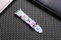 Luxury Brand Checkerboard Pattern Leather Watchband Printed Flower Watch Strap