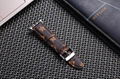 Luxury Brand Checkerboard Pattern Leather Watchband Printed Flower Watch Strap