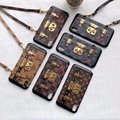 Plaid Real Leather Lanyard Fashion Case Checkerboard Holster Shell for iPhone