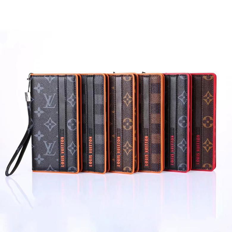 Plaid Print Folio Leather Wallet Case     heckerboard Bracelet Holster Shell