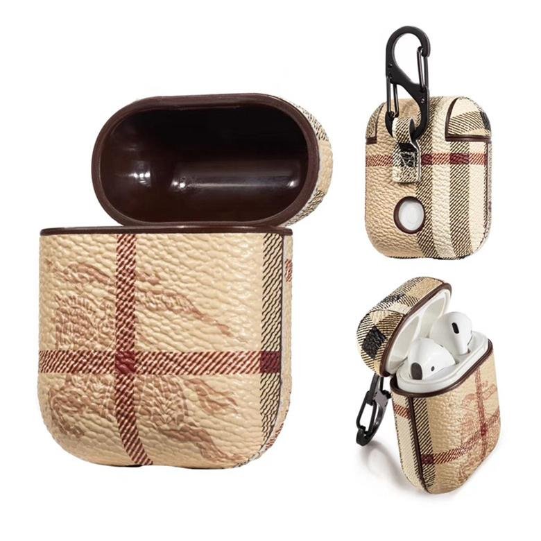Luxury     eather Airpods Case Plaid Print Holster Pouch Checkerboard Shell 5